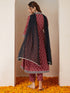 Janasya Women's Maroon Pure Cotton Ikkat Printed Anarkali Kurta Set